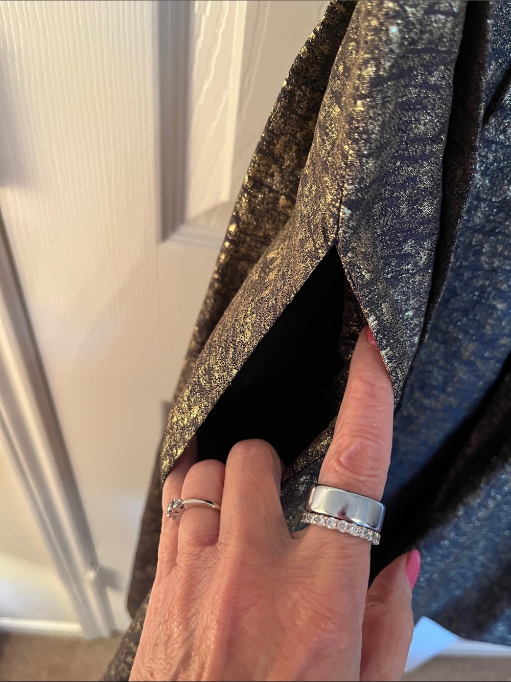 Theia Gold Foil Fit & Flair Dress - Picture 8 of 12
